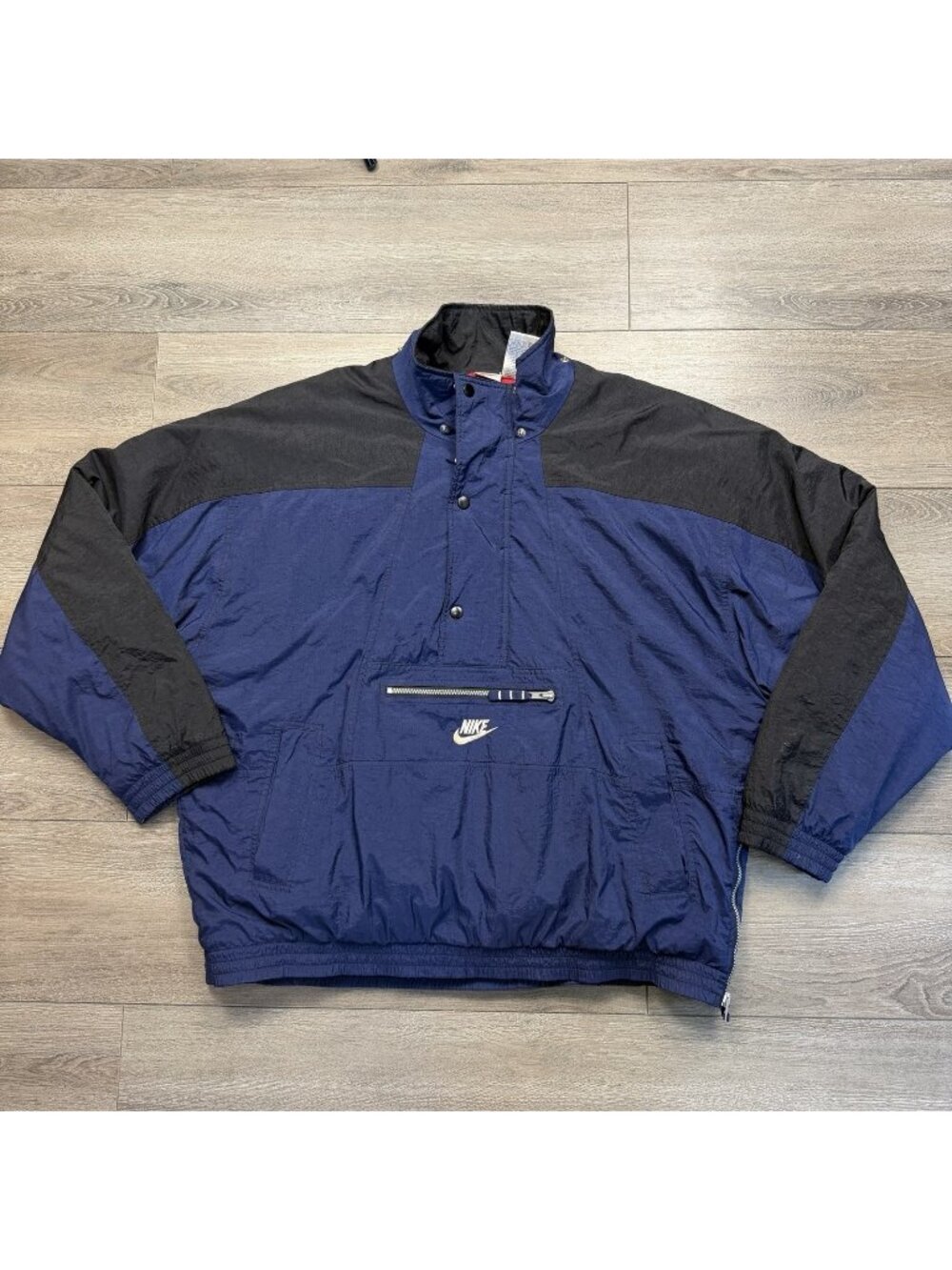 Vintage Nike Quarter Zip Puffer Jacket Navy Blue Black Men’s Size Large